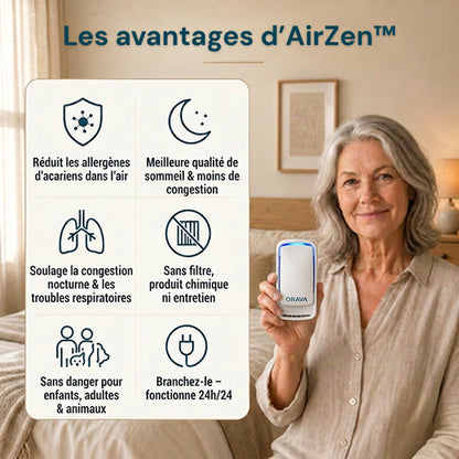 AirZen™ - Purificateur d'air anti-acariens à ions négatifs