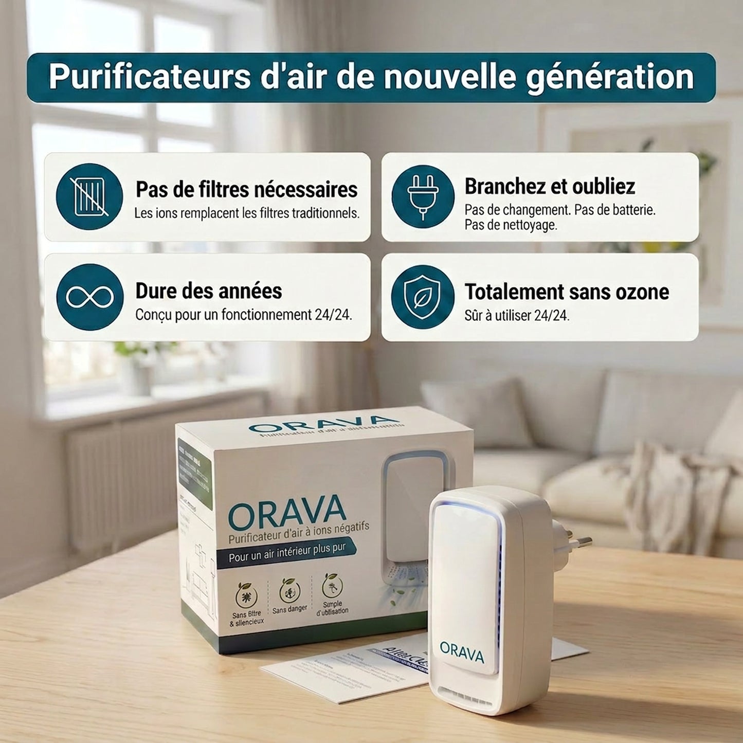 AirZen™ - Purificateur d'air anti-acariens à ions négatifs