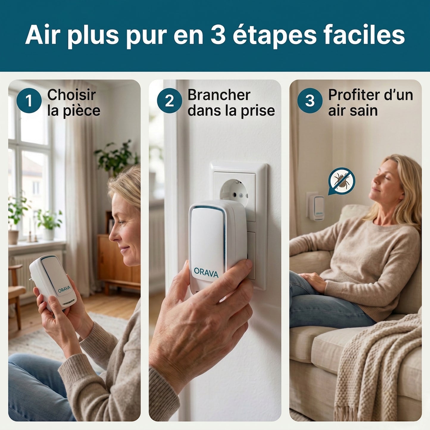 AirZen™ - Purificateur d'air anti-acariens à ions négatifs